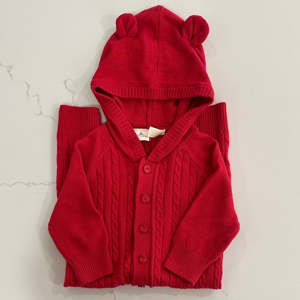 Cozy Red Hooded Baby One Piece
